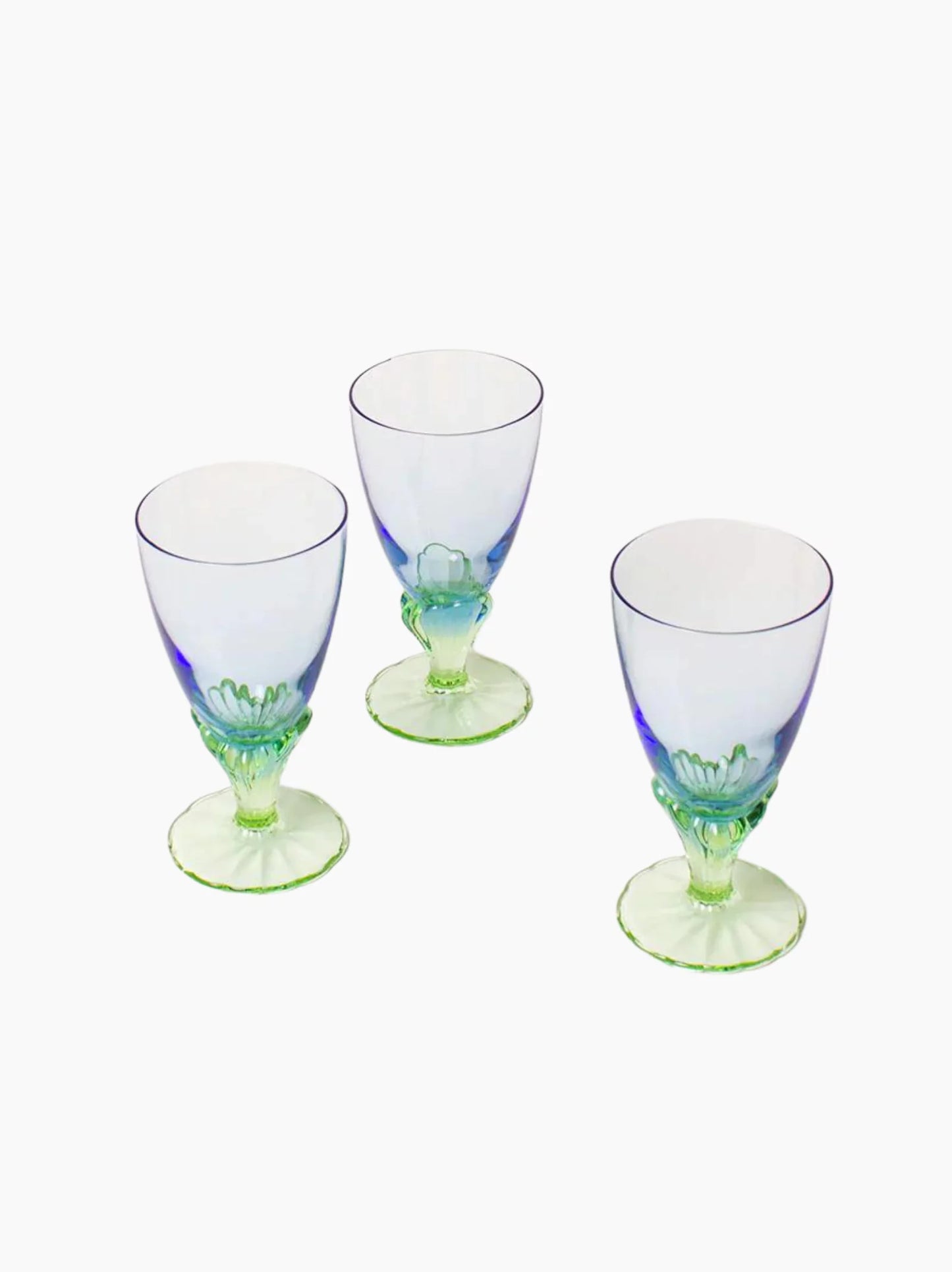 Blue & Green Crystal Glasses Set of 6