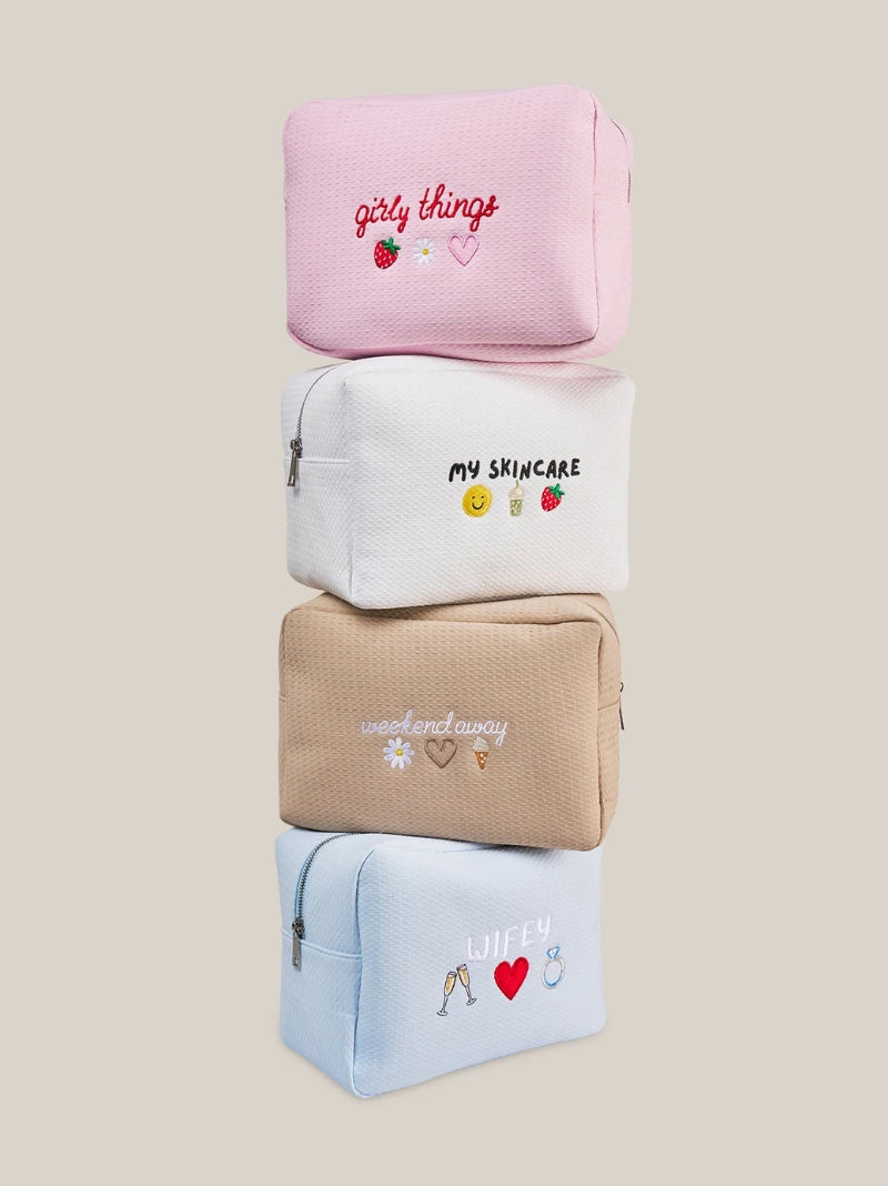 Personalised White Waffle Pouch