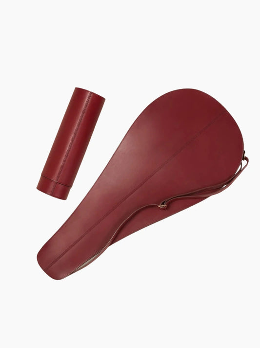 Leather Tennis Racket & Ball Holder Set