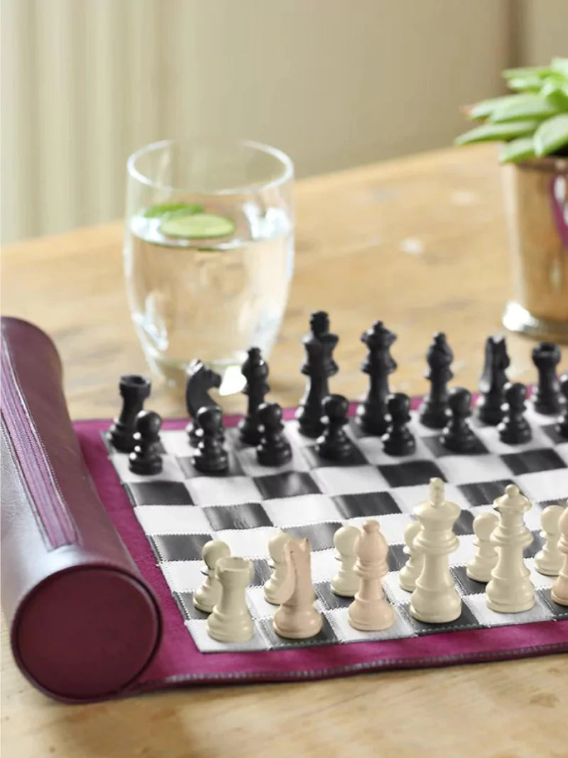 Personalised Leather Travel Chess Set