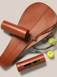 Leather Tennis Racket & Ball Holder Set