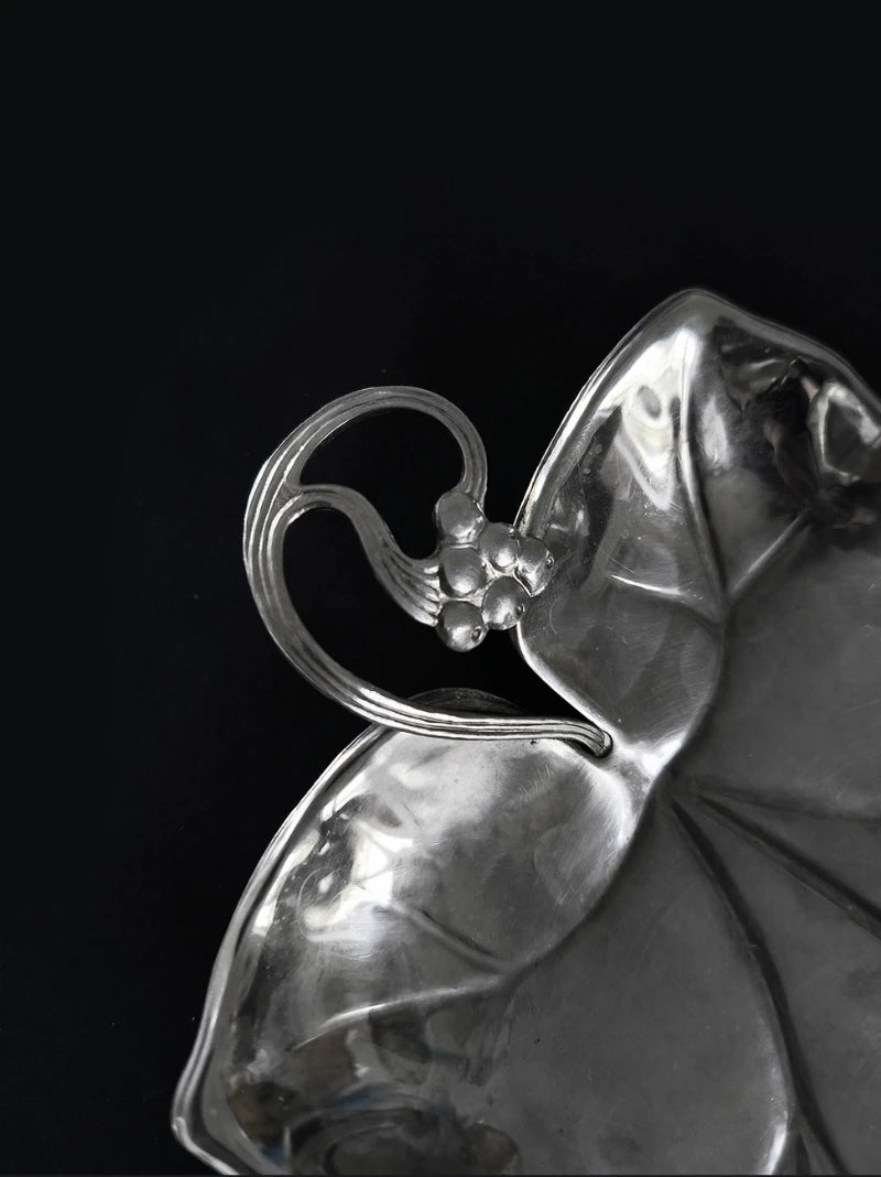 Vintage Silver-Plated Wine Leaf Dish