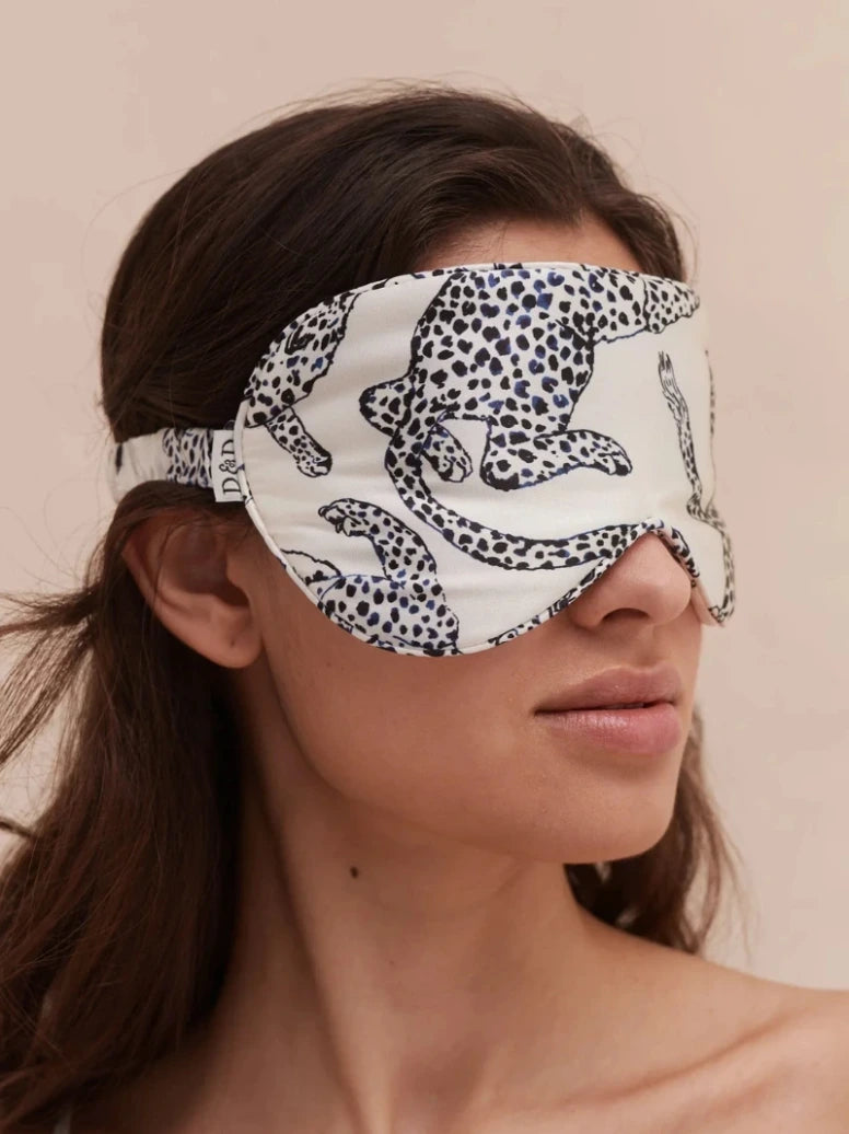 Personalised Cream Leopard Silk Eye Mask