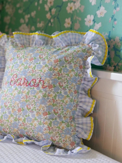 Personalised Ruffle Baby Cushion Cover