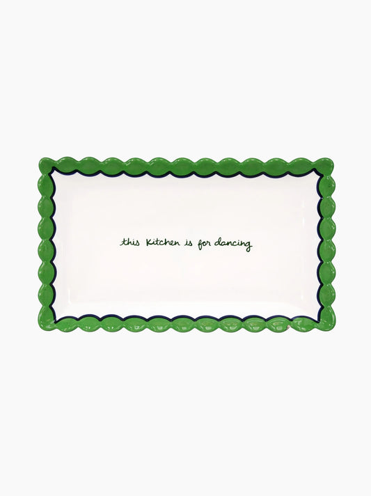 This Kitchen Is For Dancing Scalloped Serving Tray