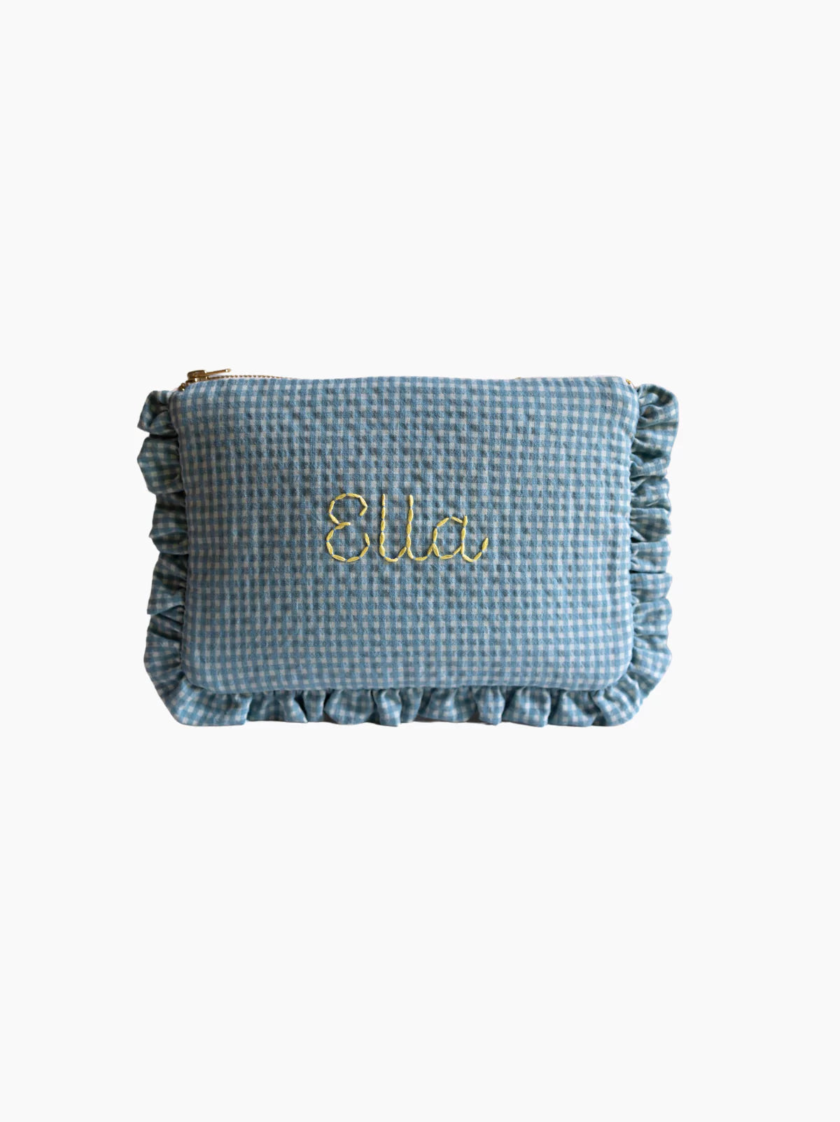 Personalised Blue Vichy Zipped Baby Zip Pouch