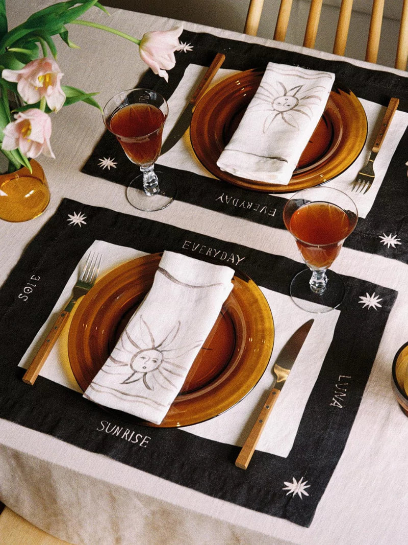 Sun & Moon Linen Napkins Set of 2