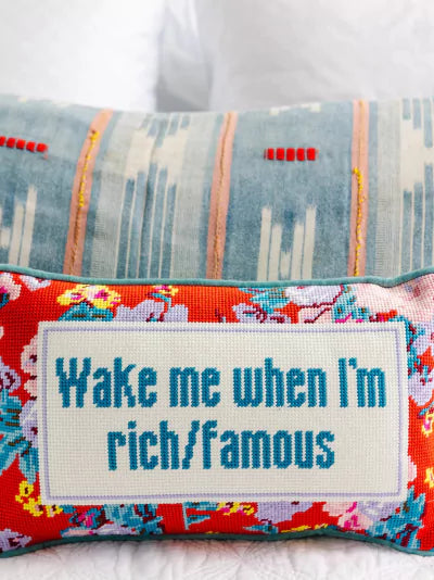 Wake Me Needlepoint Pillow