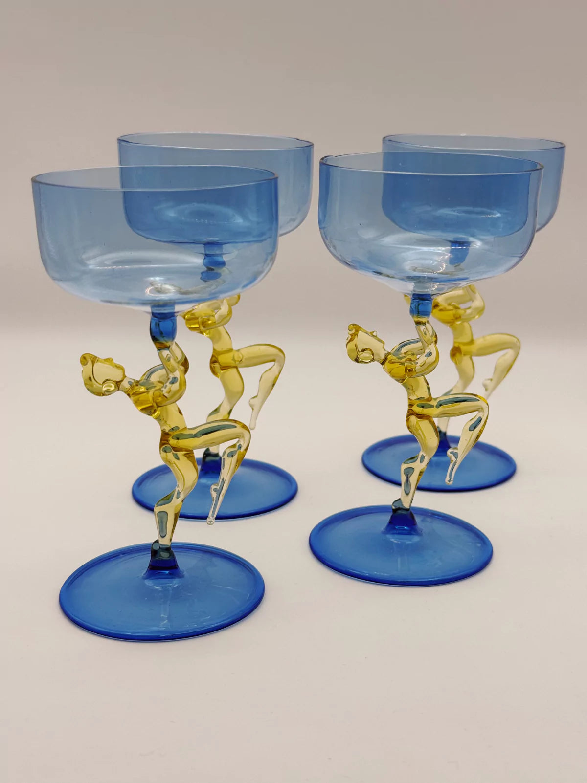 Blue & Yellow Dancing Ladies Set Of 4