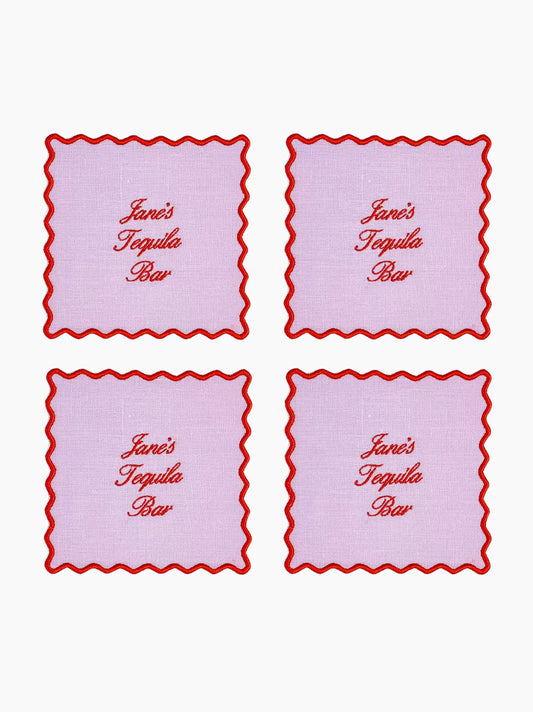 Personalised Square Cocktail Napkins Set