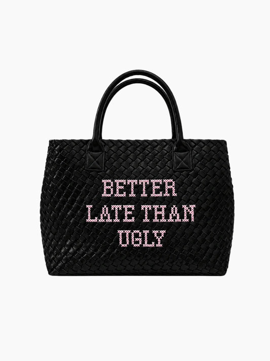 Better Late Than Ugly Embroidered Handbag