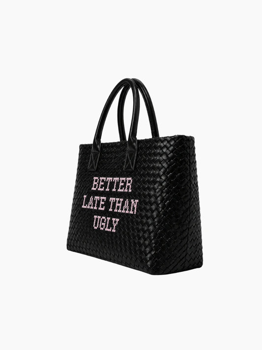 Better Late Than Ugly Embroidered Handbag