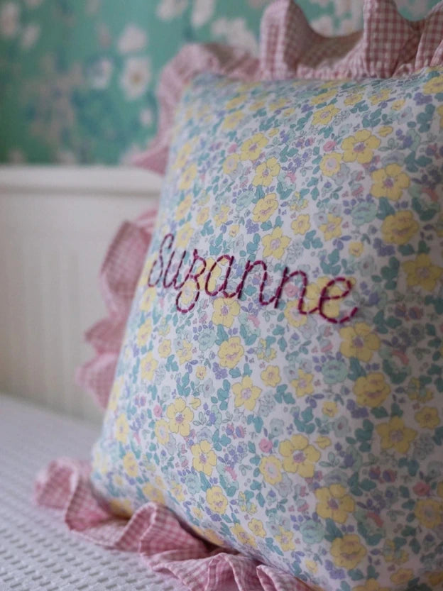Personalised Ruffle Baby Cushion Cover