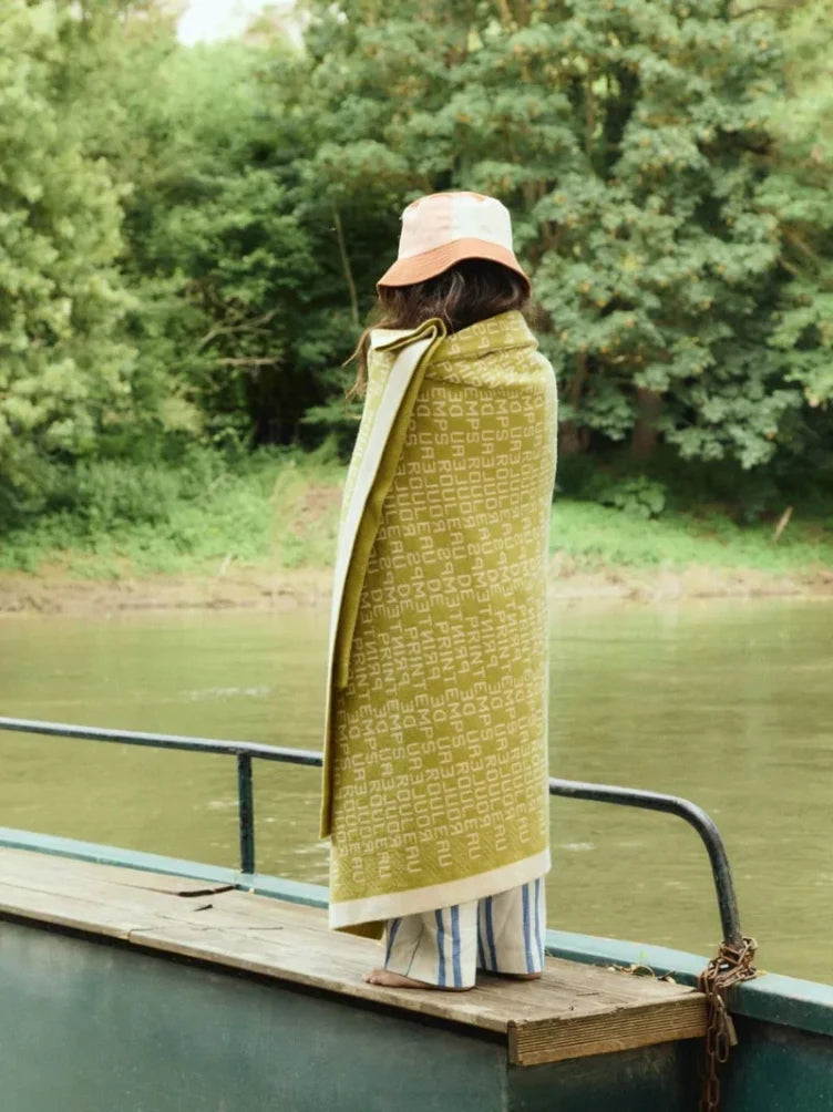 Bespoke Lime Green Merino Wool Blanket