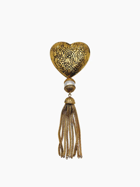 Vintage Yves Saint Laurent Heart Tassle Brooch