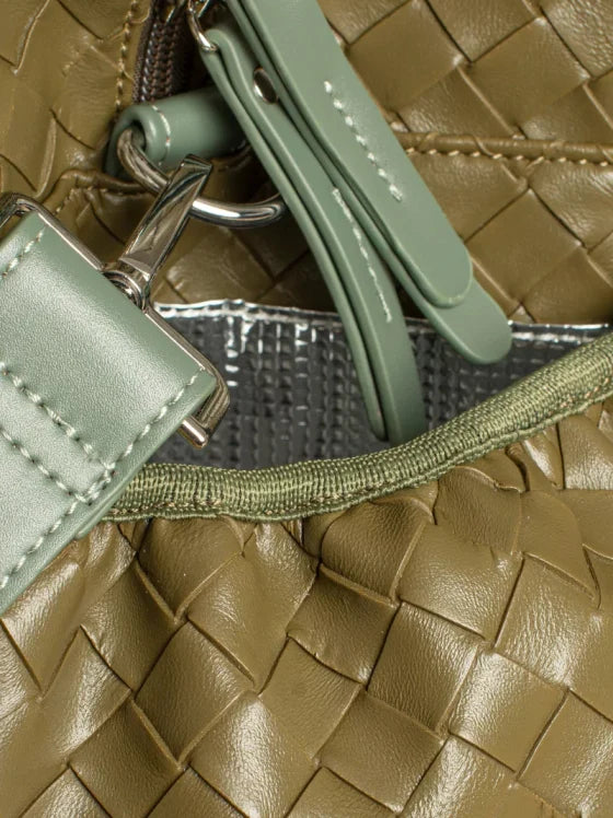 Green Woven Leather Racket Bag