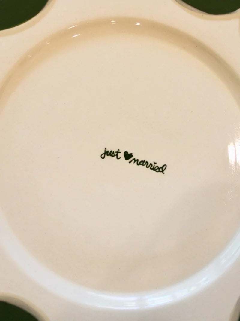 Just Married Scalloped Cake Plate