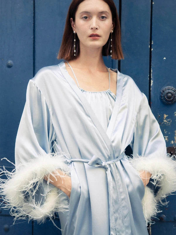 Long Feathered Silk Robe