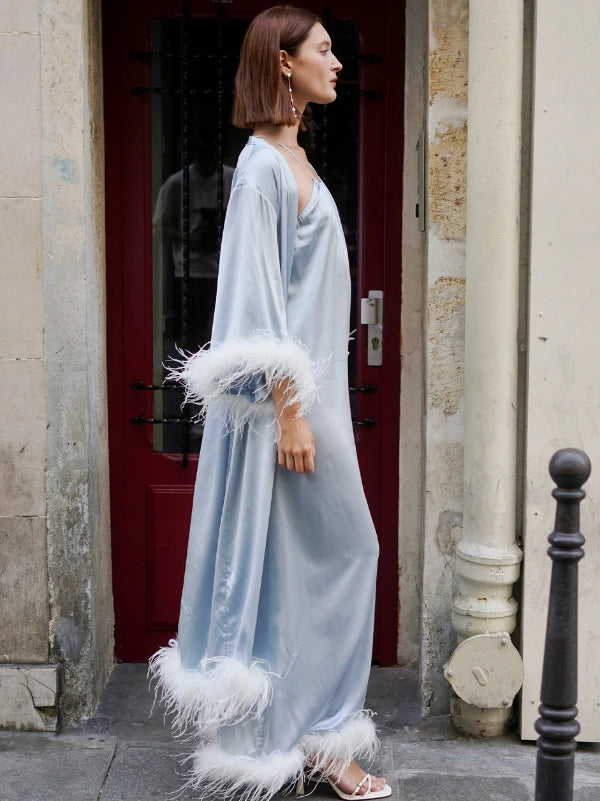 Long Feathered Silk Robe