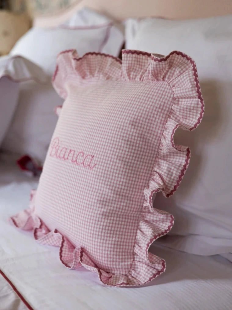 Personalised Ruffle Baby Cushion Cover