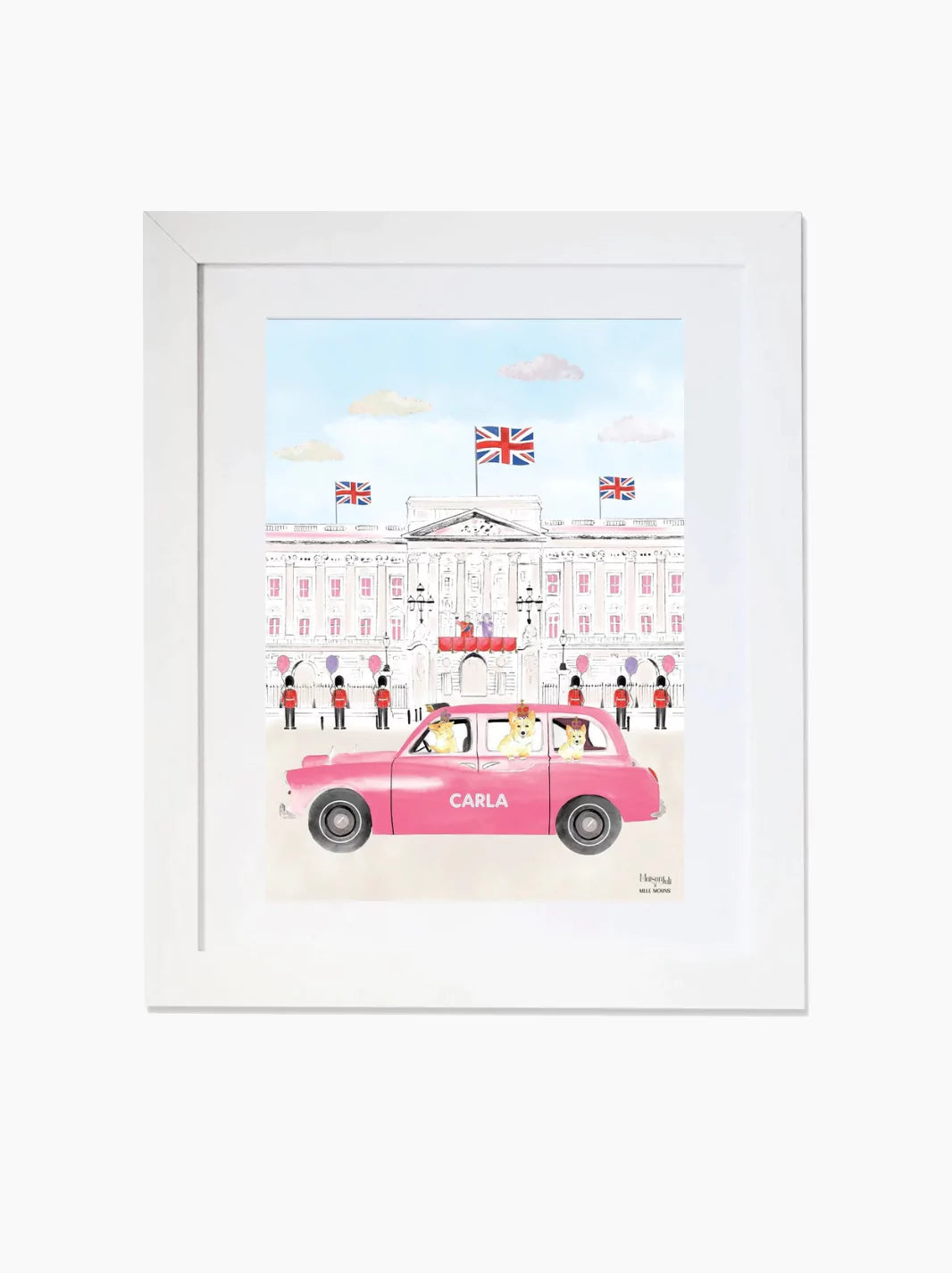 Personalised Black Cab of Buckingham Palace Kids Art Print