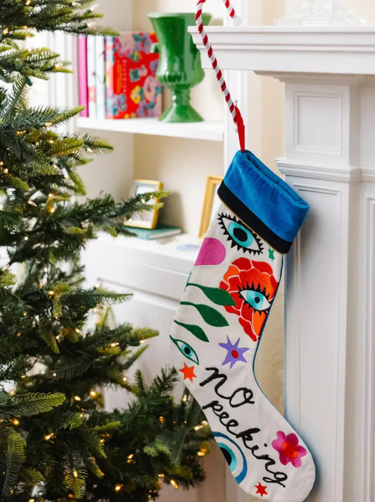 No Peeking Embroidered Stocking