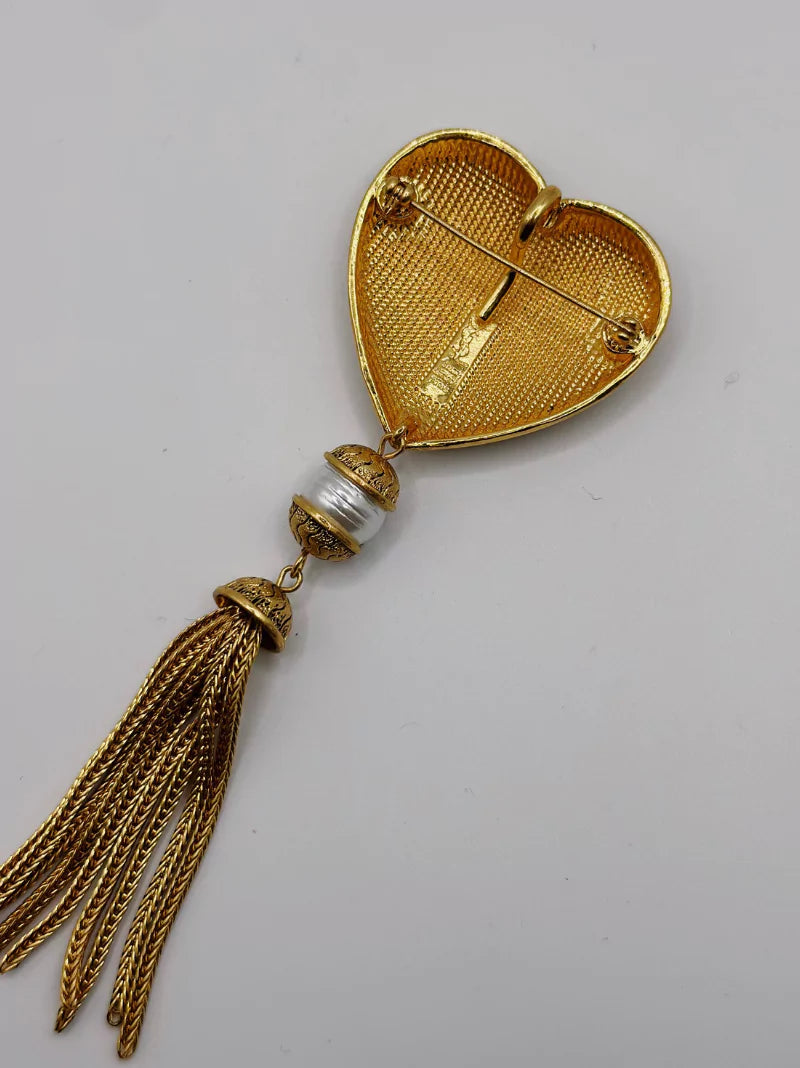 Vintage Yves Saint Laurent Heart Tassle Brooch