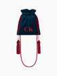 Midnight Blue and Red Velvet Pouch Bag