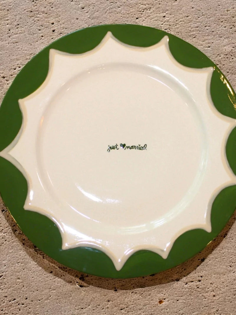 Just Married Scalloped Cake Plate