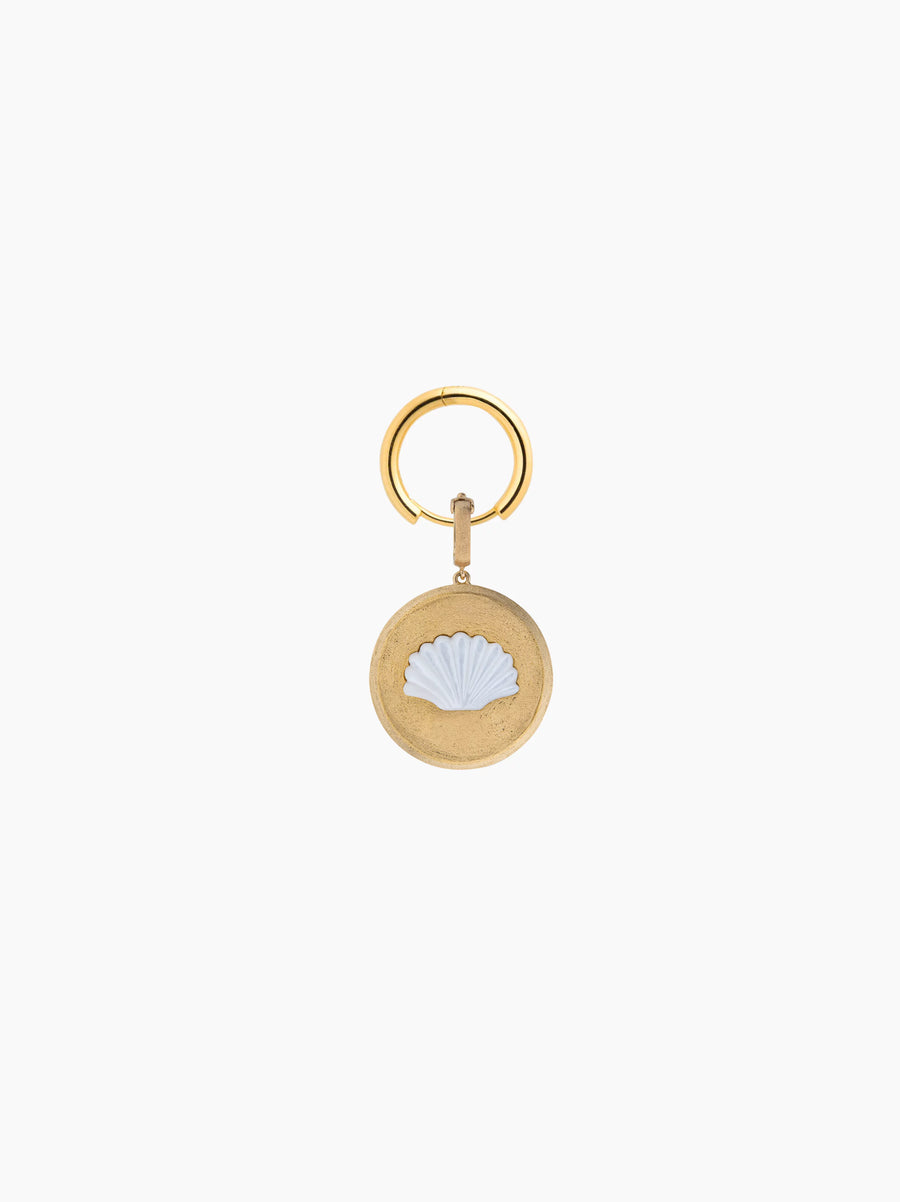 Sea Shell Gold Circle Charm