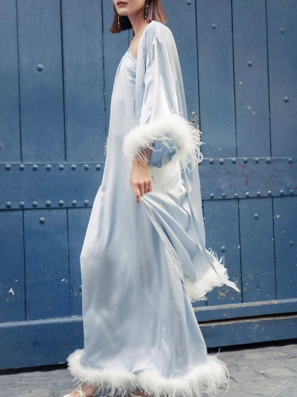 Long Feathered Silk Robe