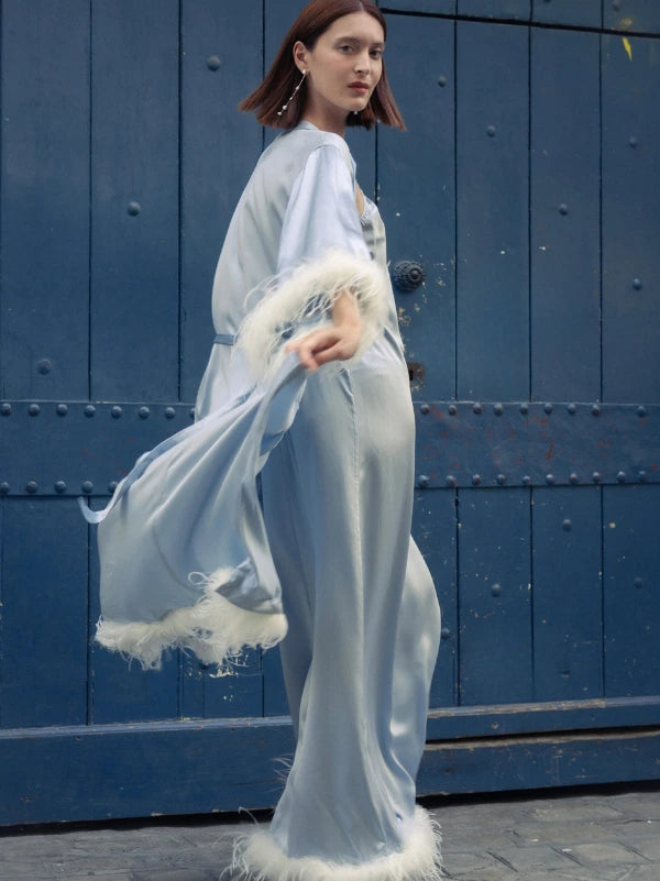 Long Feathered Silk Robe