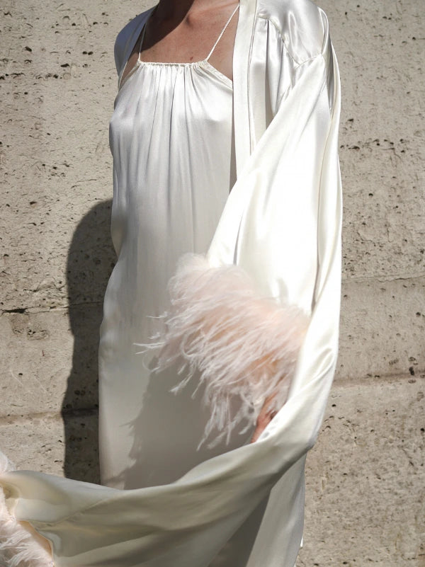 Long Feathered Silk Robe