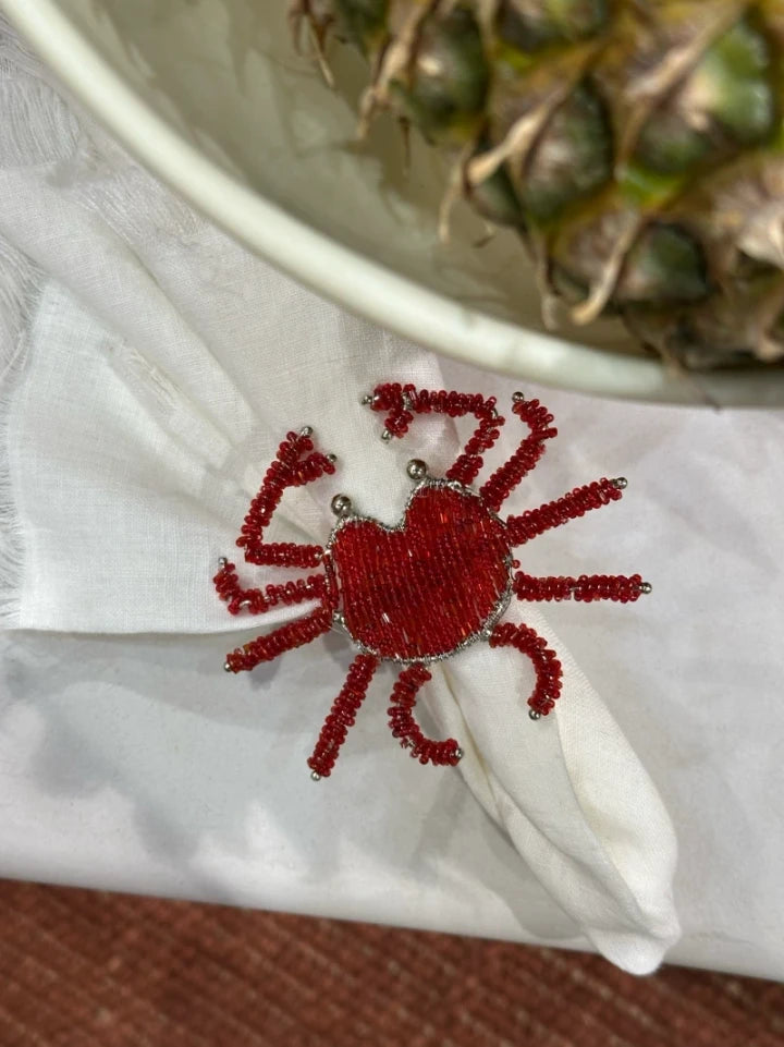 Crab Beaded Napkin Ring Set