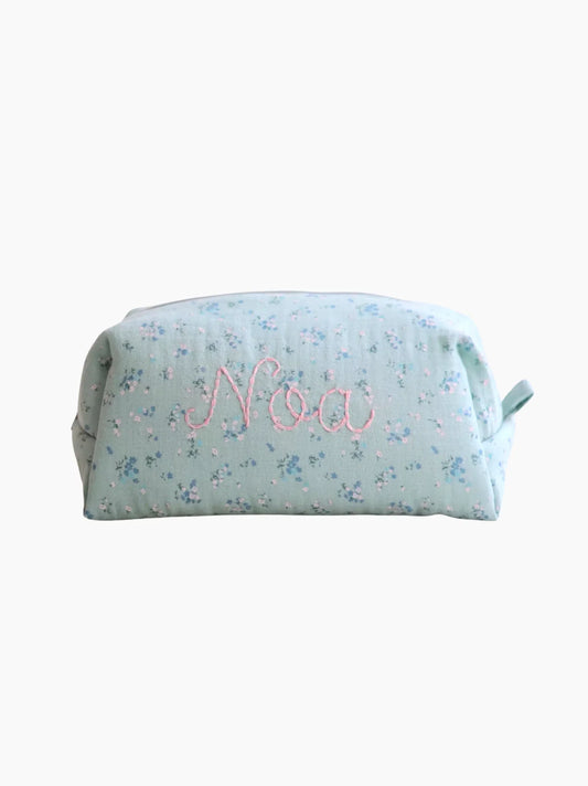 Personalised Green Floral Baby Toiletry Bag