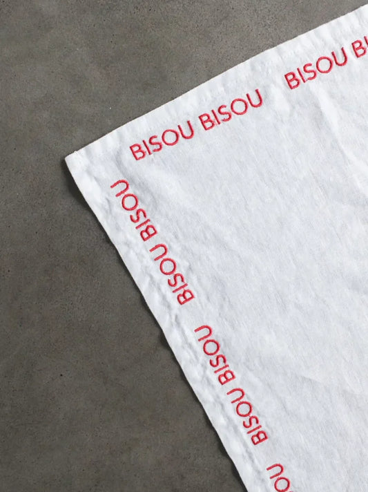 Embroidered Bisous Bisous Napkins Set of 4