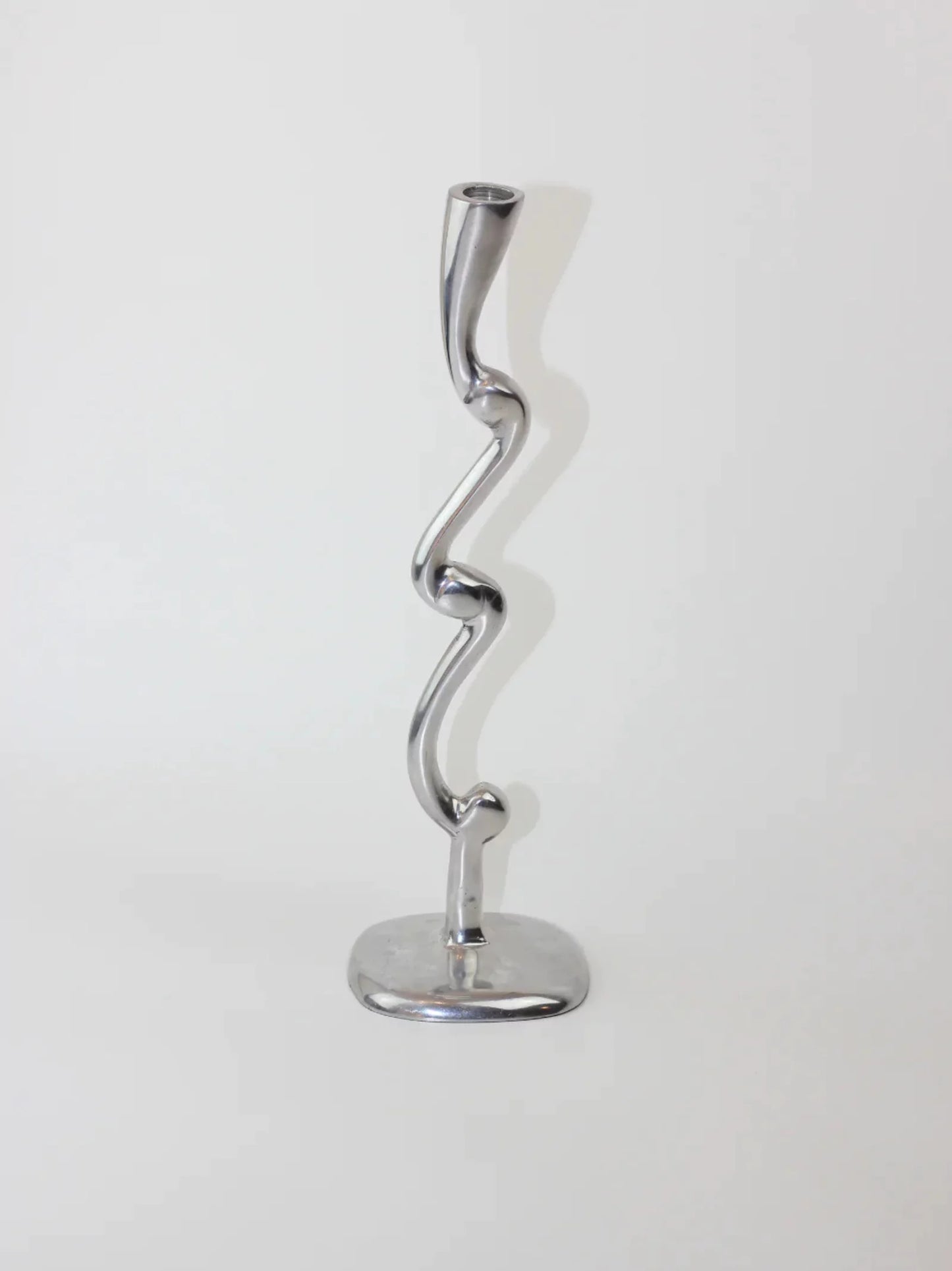 Aluminum Silver Candleholder Set of 2