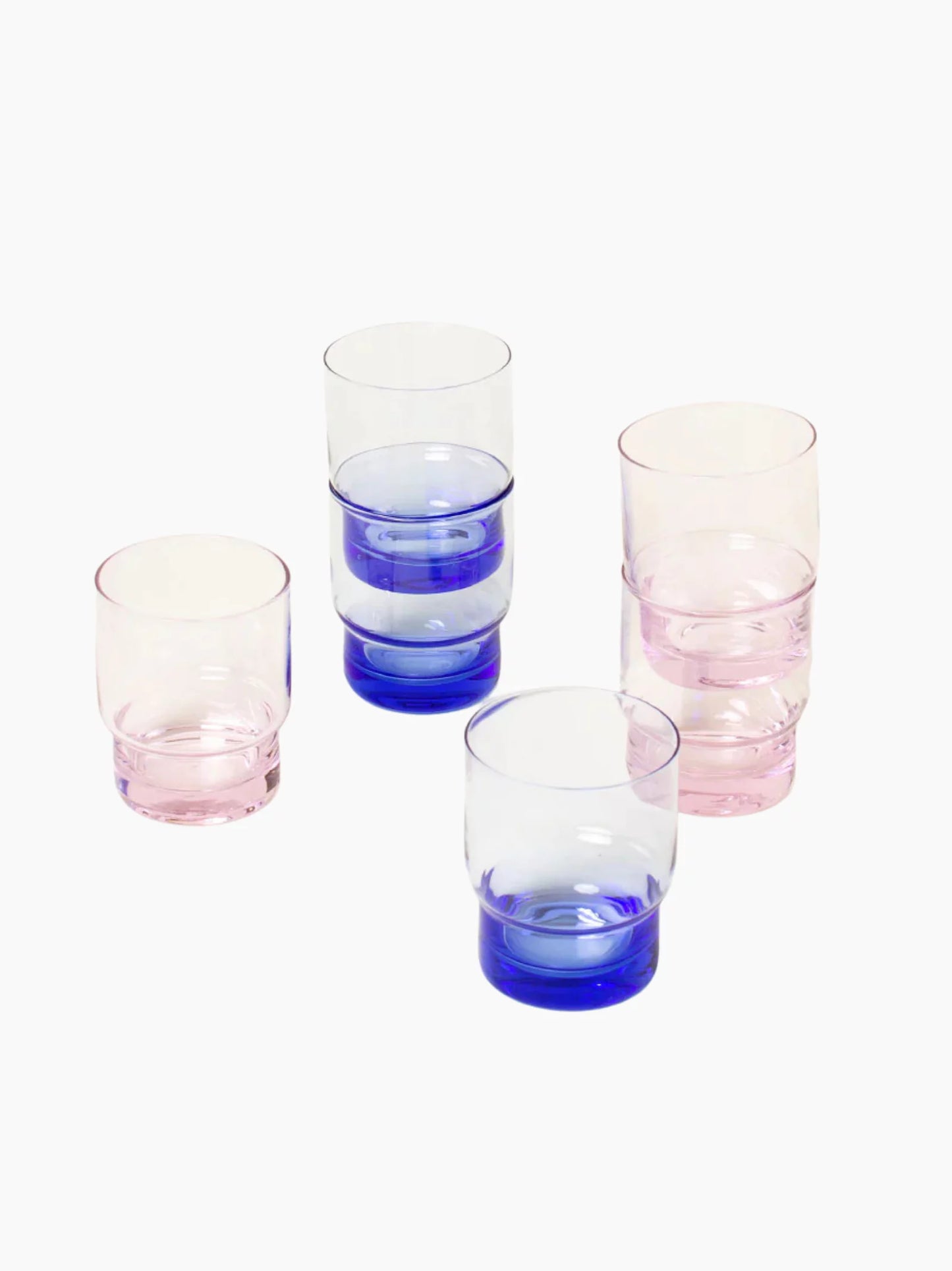 Pink and Blue Water Glasses Set of 6