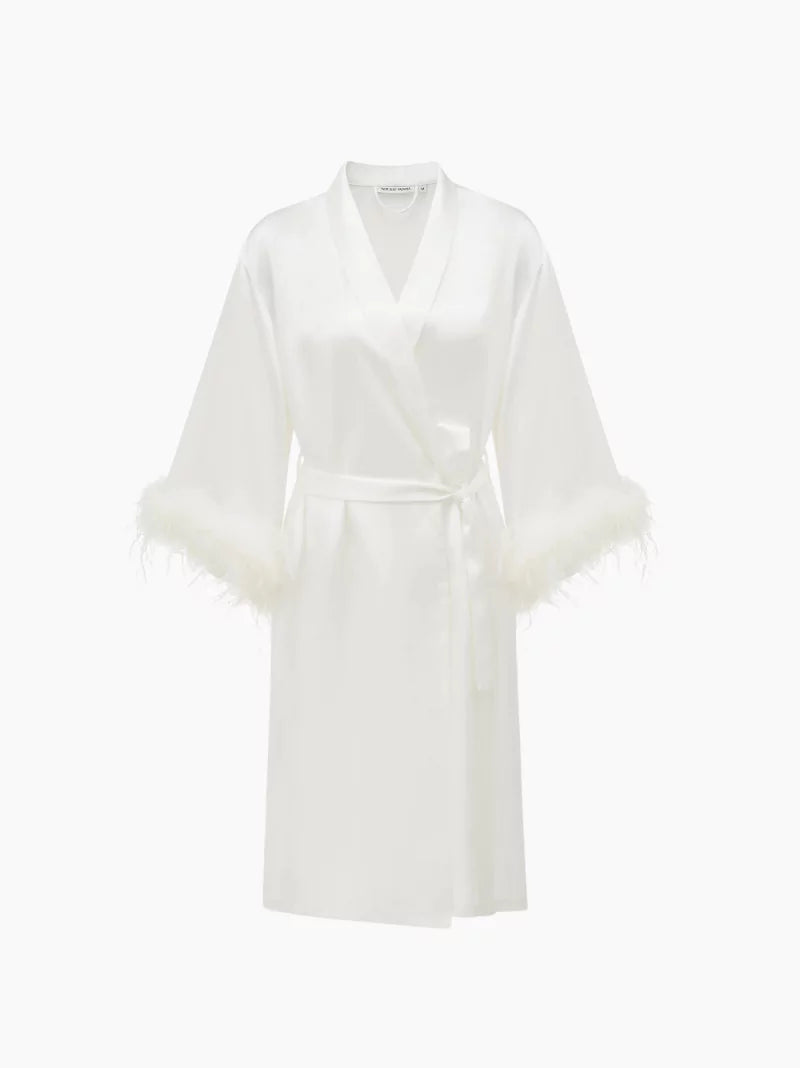 Bride-To-Be Feathered Silk Robe