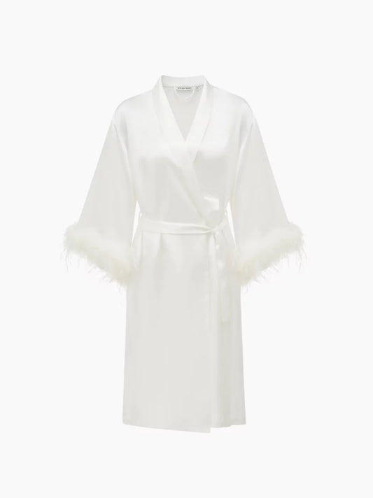 Bride-To-Be Feathered Silk Robe
