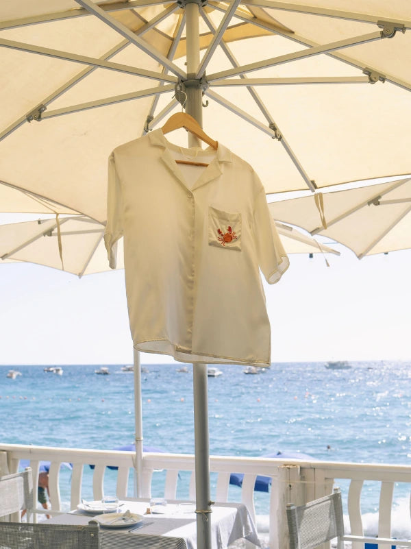 White Beaded Crab Pajama Set