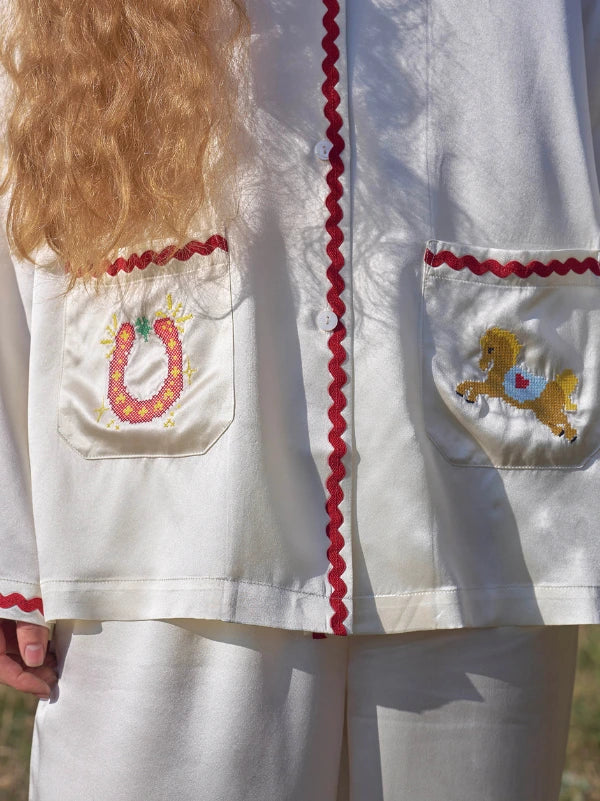 Lucky Pony Silk Long Pajama Set