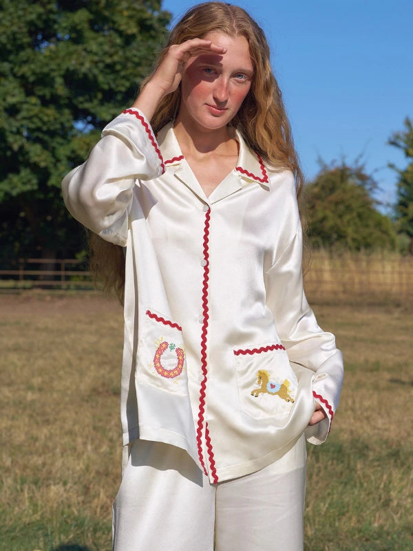 Lucky Pony Silk Long Pajama Set