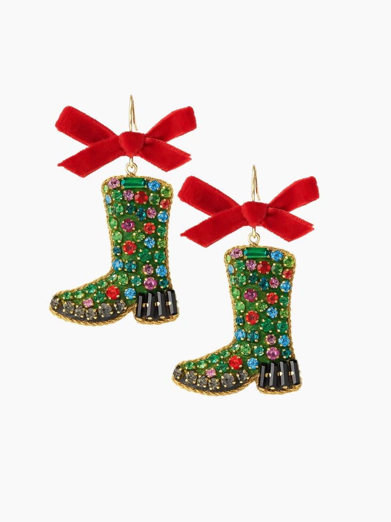 Trim The Tree Boot Earrings