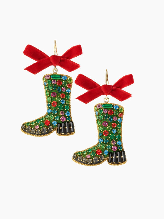 Trim The Tree Boot Earrings
