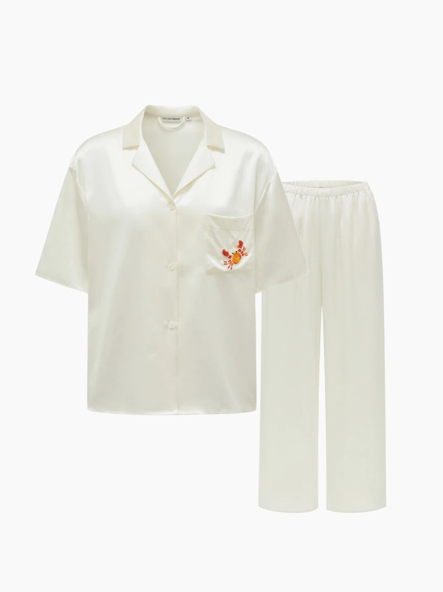 White Beaded Crab Pyjama Set