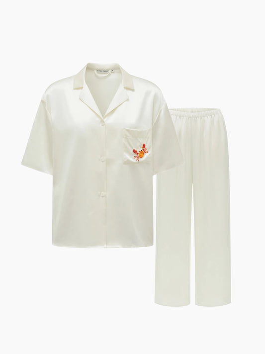 White Beaded Crab Pajama Set