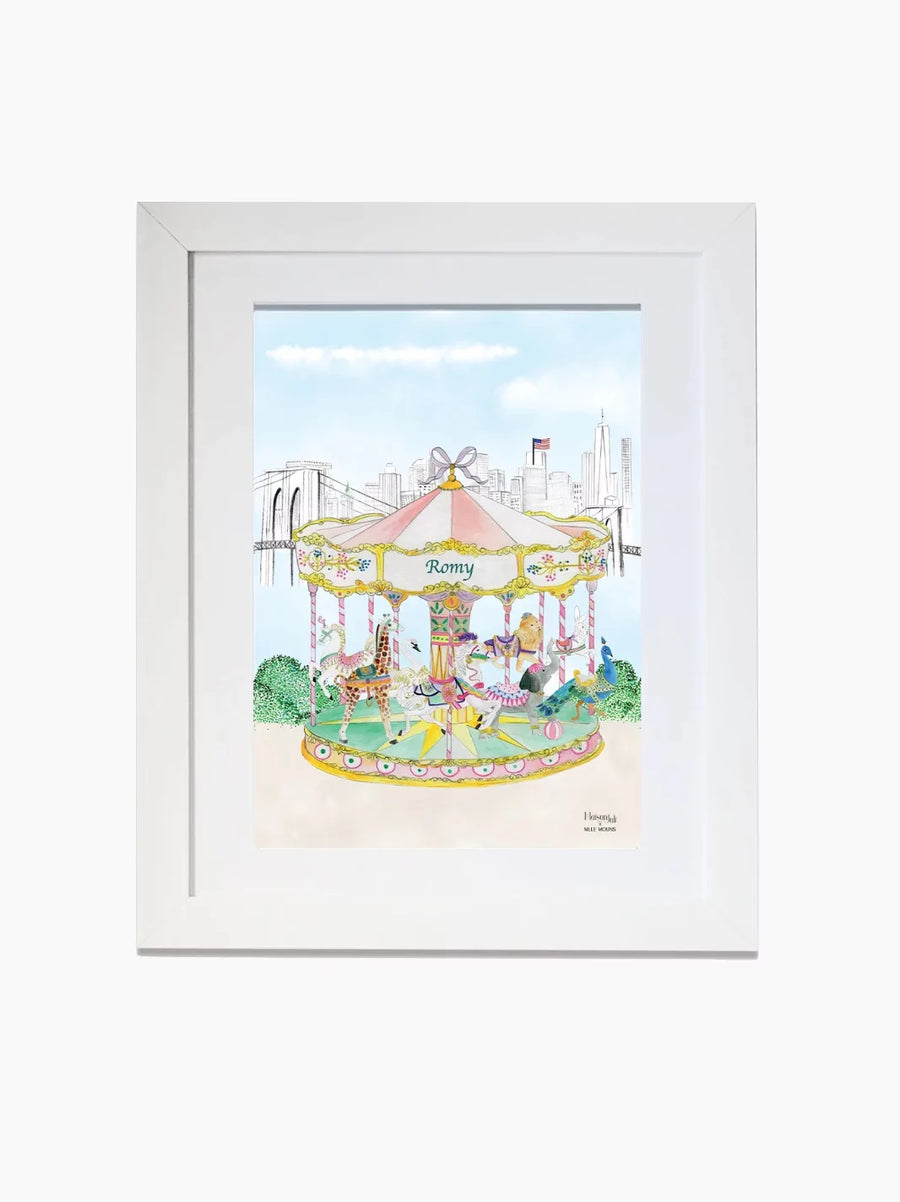 Personalised Carousel of Brooklyn Kids Art Print