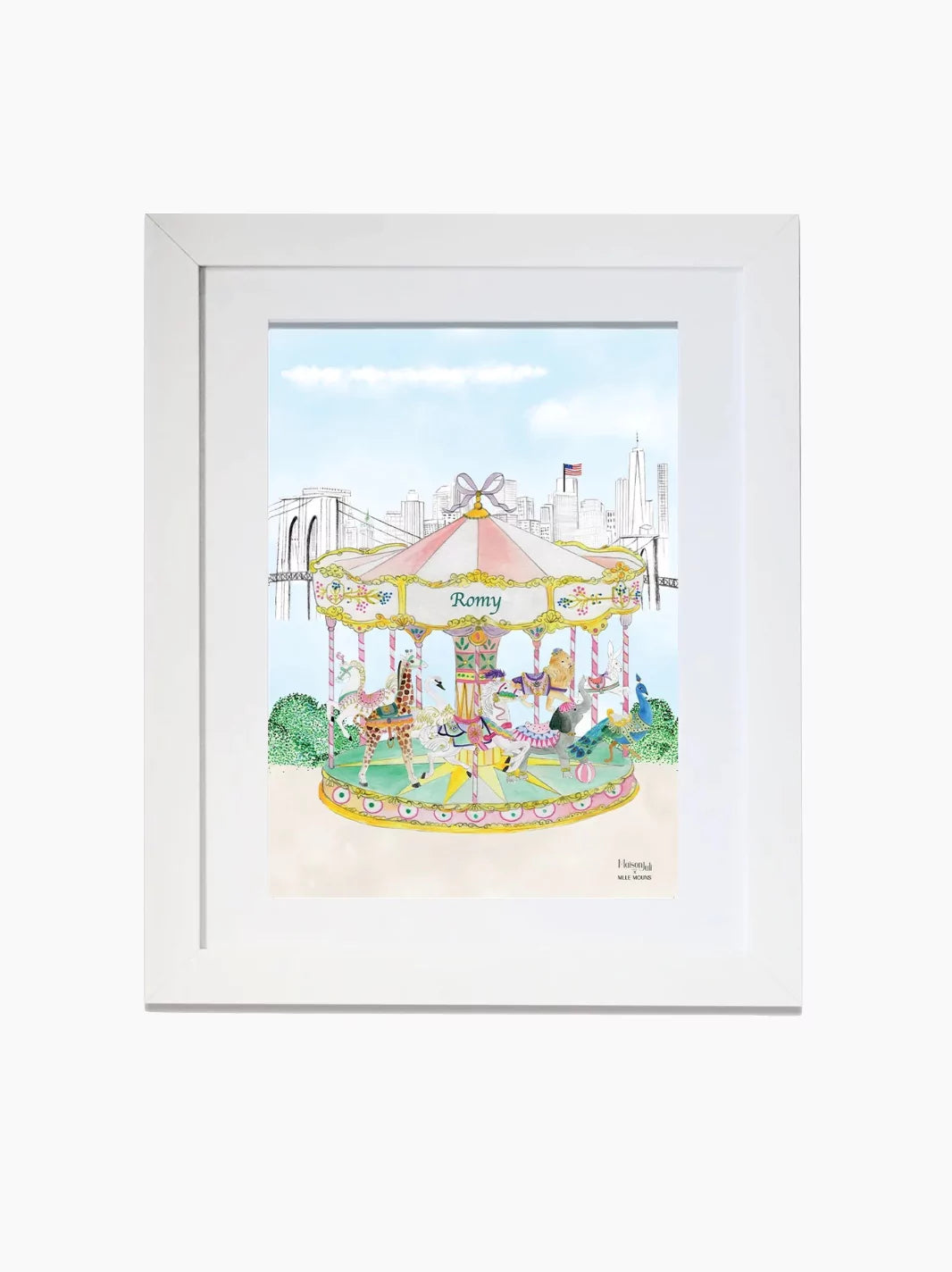 Personalised Carousel of Brooklyn Kids Art Print