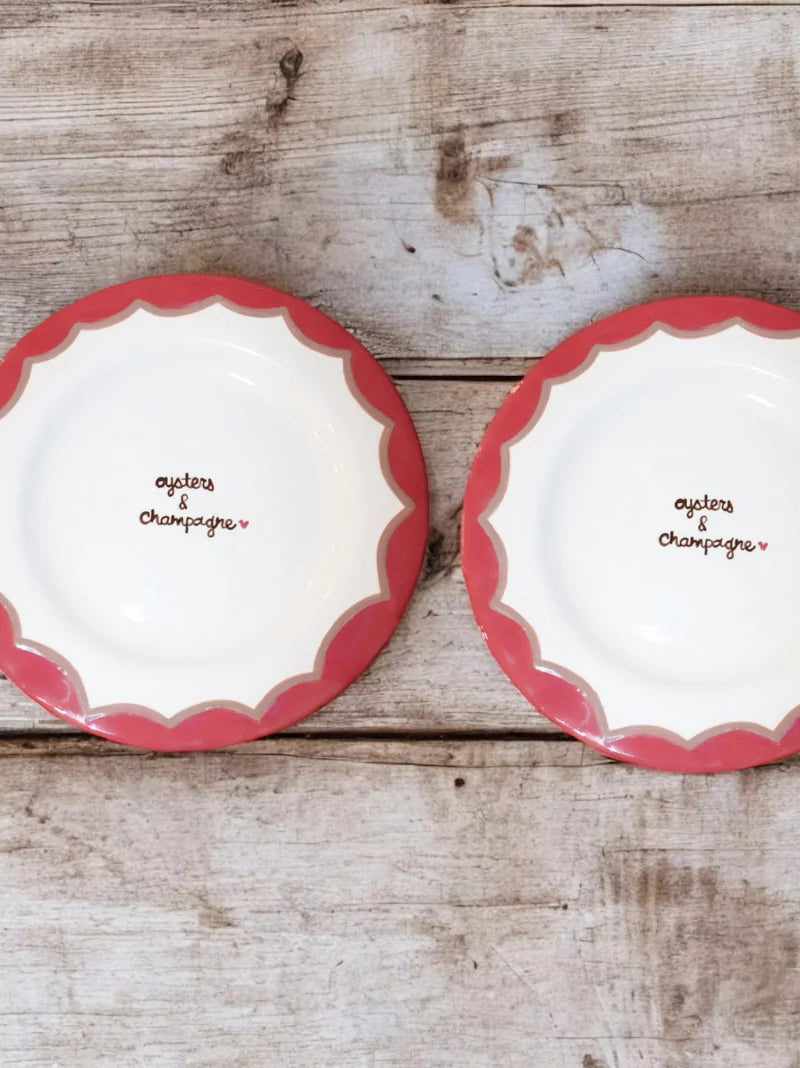 Oysters & Champagne Dessert Plates Set of 2